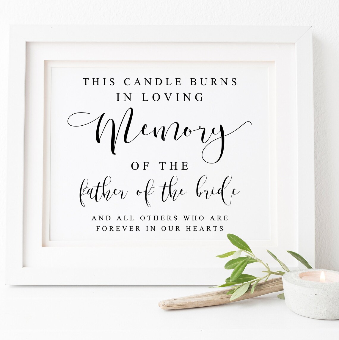 In Loving Memory Candle Burns Sign, Memorial Wedding
