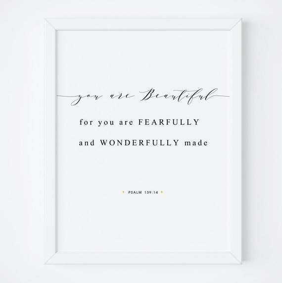 Psalm 139:14 Bible Verse Scripture Art Print