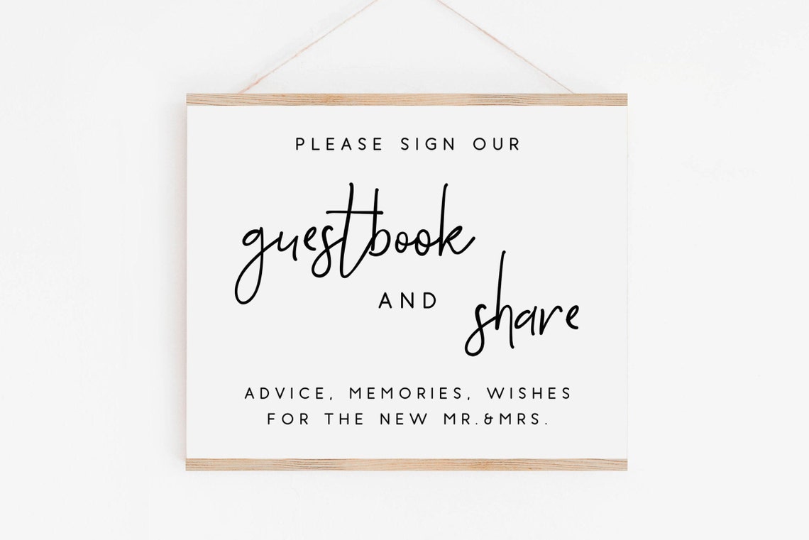 Please Sign Our Guestbook Wedding Sign Elegant Calligraphy Poster