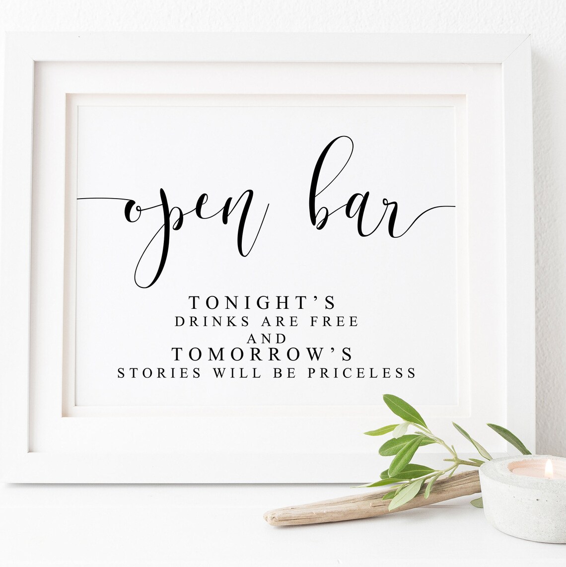 Wedding Open Bar Sign, Reception Drinks Print