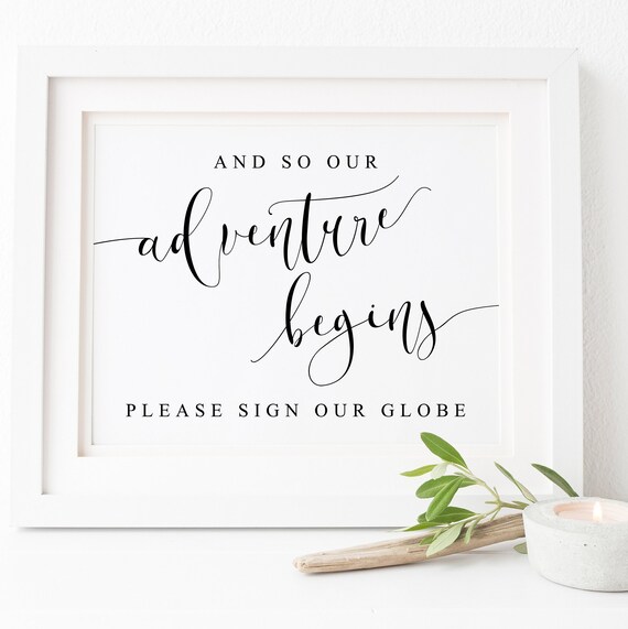 Adventure Begins Wedding Globe Guestbook Sign