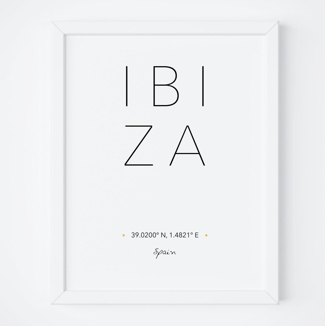 Ibiza Spain City Coordinates Travel Poster Minimalist Black White Art