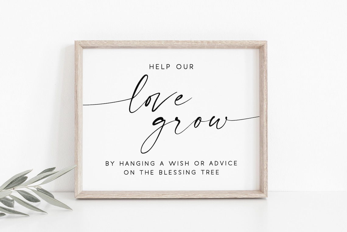 Help Our Love Grow Blessing Tree Wedding Wishing Sign Poster