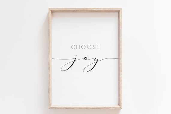 Choose Joy Minimalist Script Modern Black White Uplifting Quote Poster