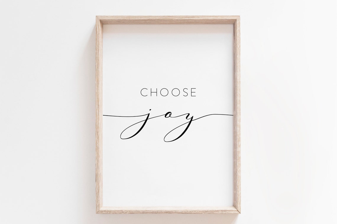 Choose Joy Minimalist Script Modern Black White Uplifting Quote Poster