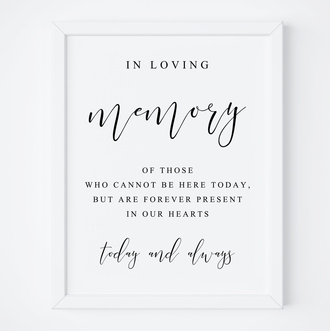 In Loving Memory Wedding Remembrance Table Sign Script Poster