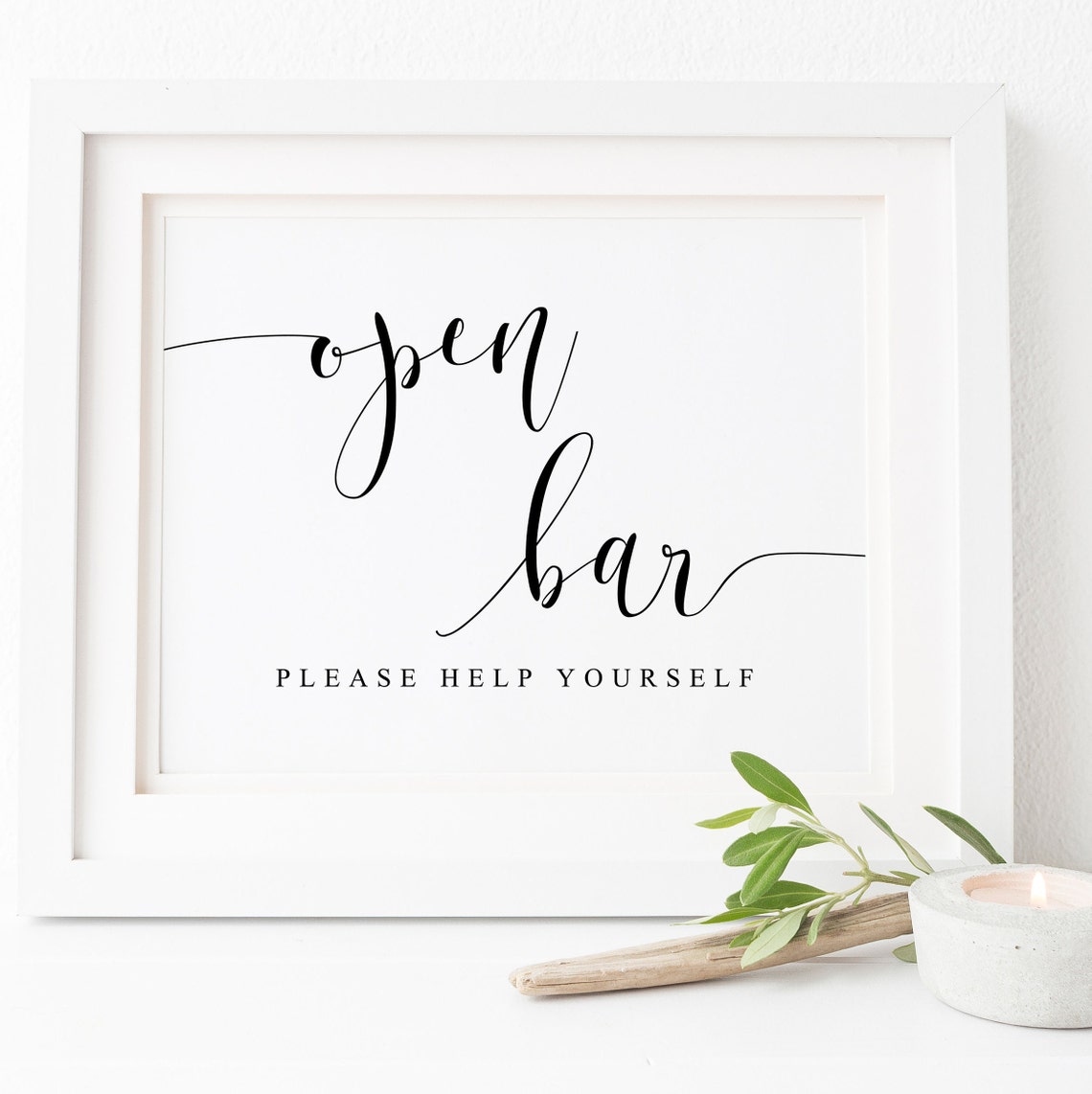 Open Bar Please Help Yourself Elegant Reception Sign Poster Design