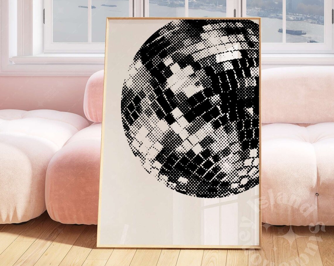 Disco Ball Print, Funky Groovy Dorm Room Decor