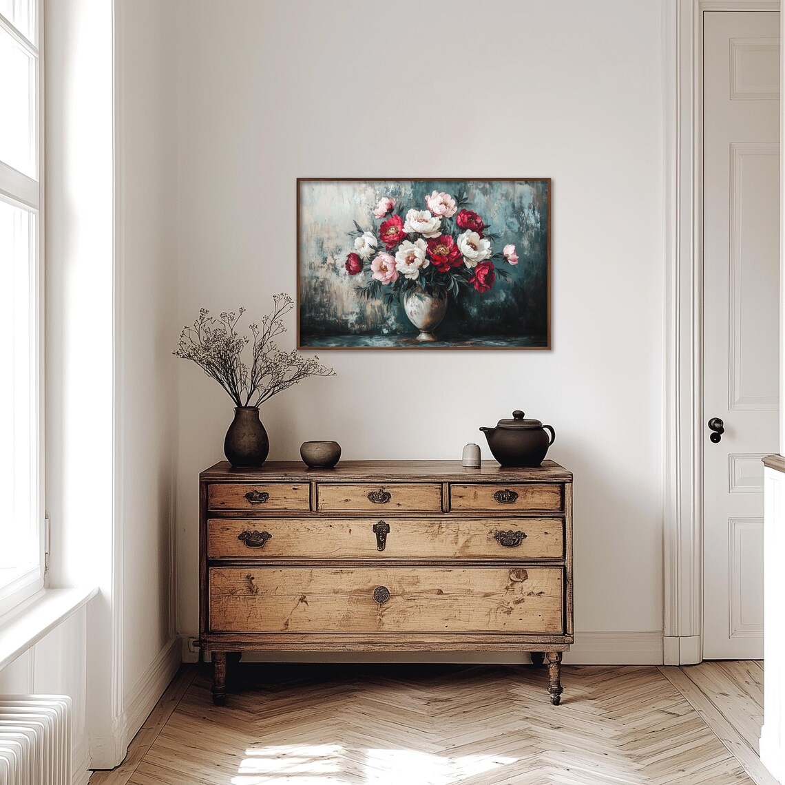 Flower Bouquet Painting Moody Vintage Flower Wall Print Flower Print Wall Decor Floral Wall Art Flower Painting Art - Image 3
