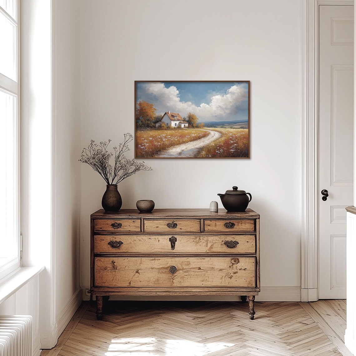 Country Cottage at the End of a Path Through Wildflowers Poster - Image 5