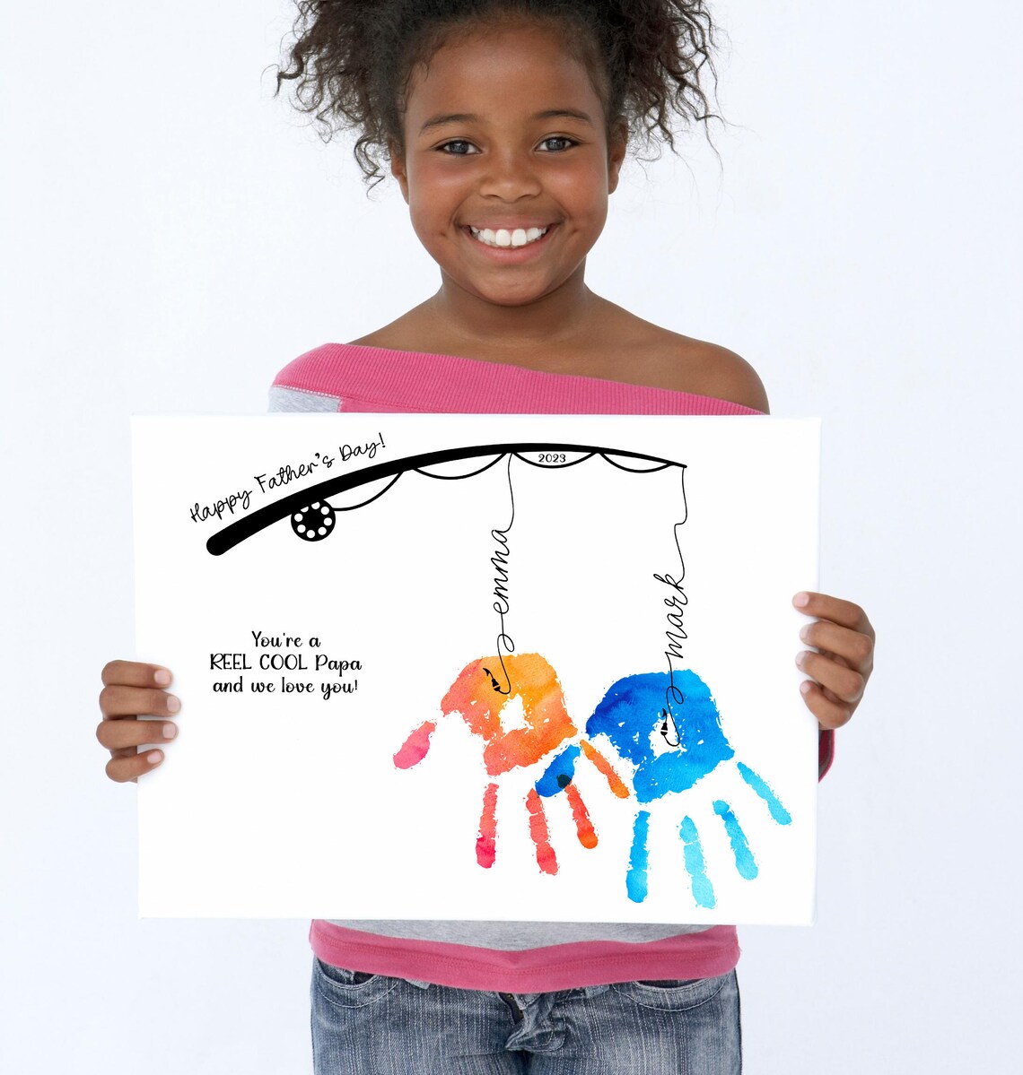 Personalized Father's Day Handprint Gift, Fishing - Image 4