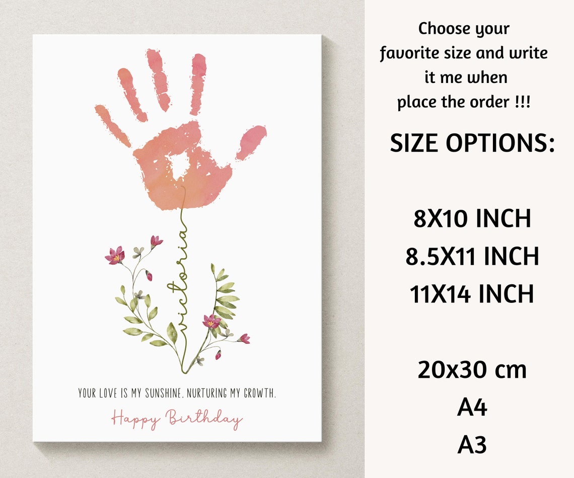Personalized Handprint Flower Art Print for Mom - Image 4