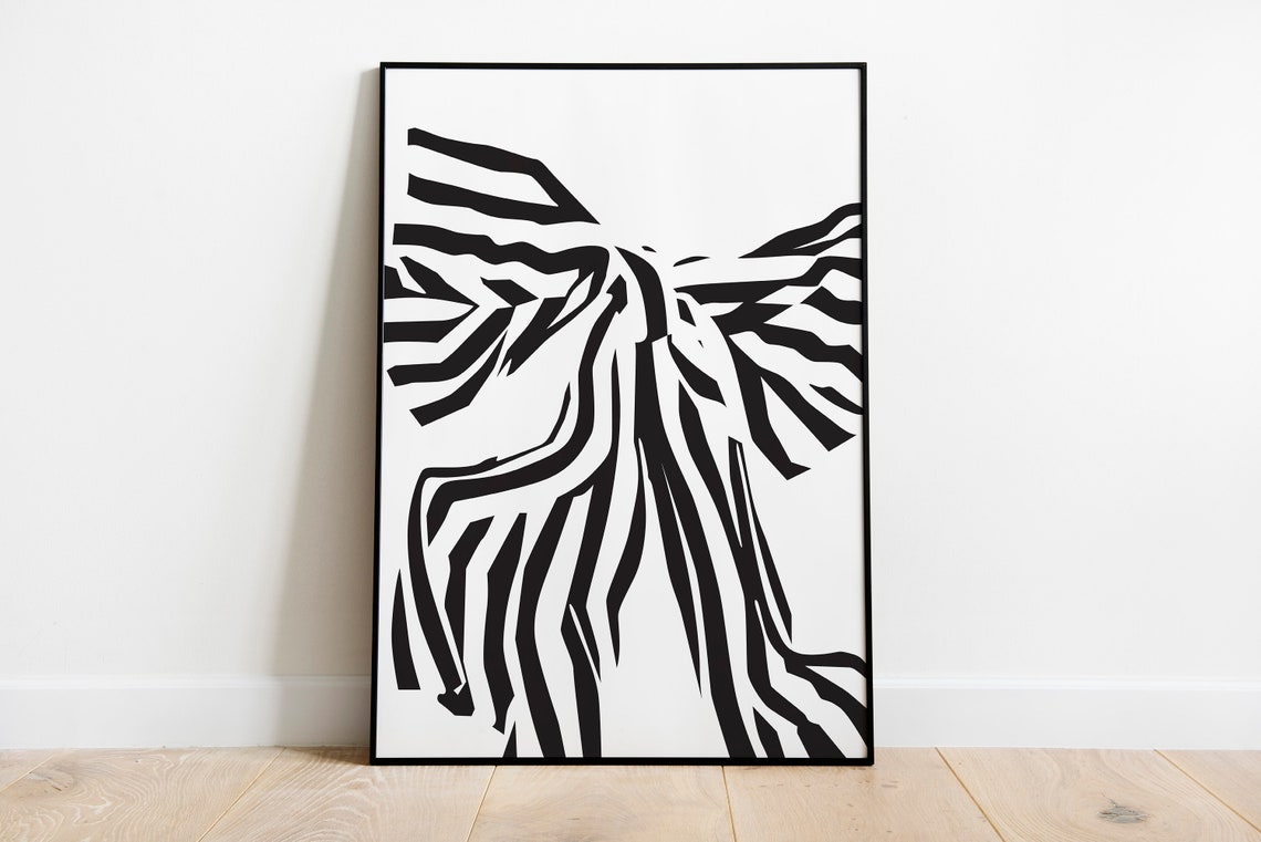 Zebra Stripe Ribbon Bow Black White Bold Coquette Decor Poster