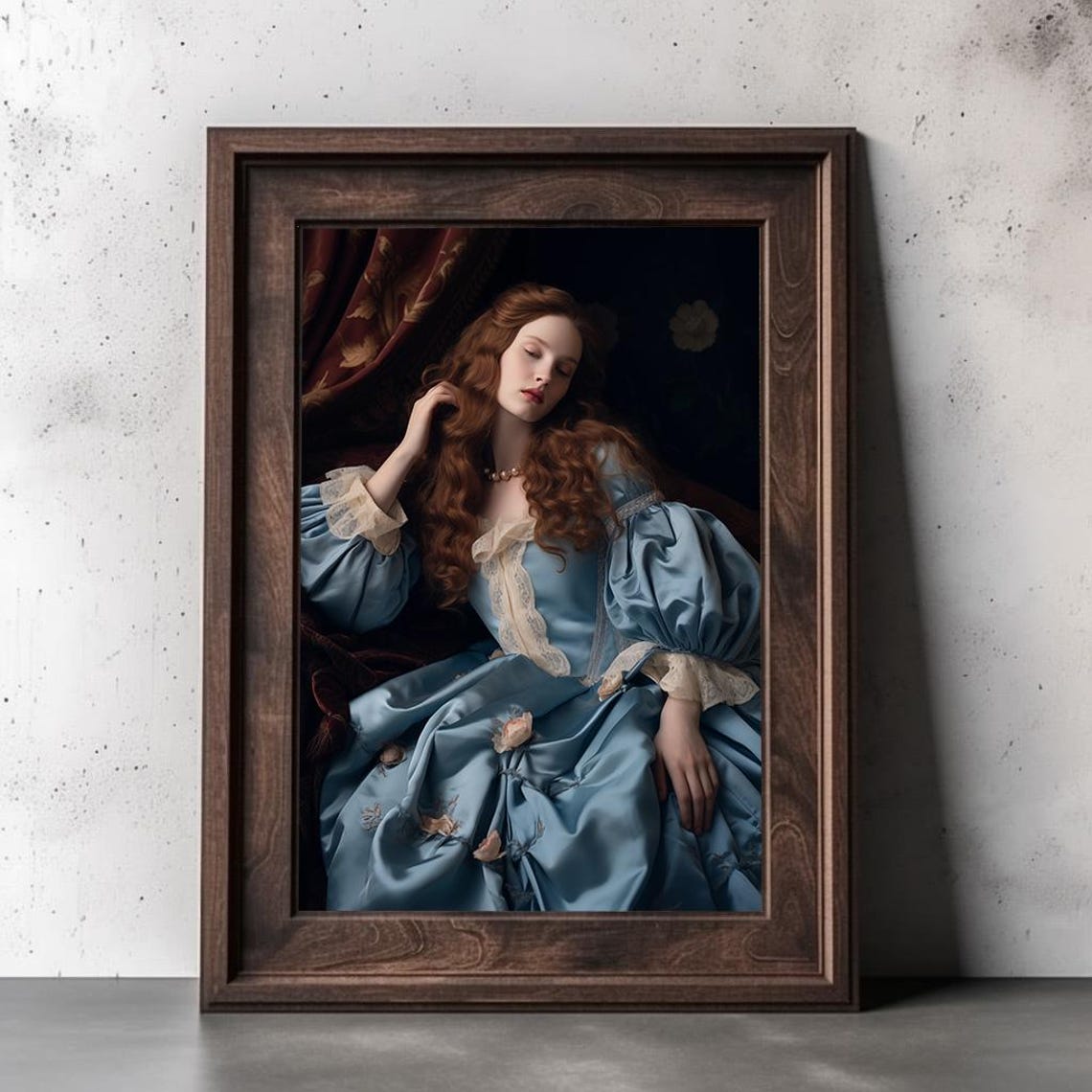 Vintage Lady Painting Moody Woman Portait Femail Oil Painting Victorian Aesthetic Art Dark Academia - Image 2