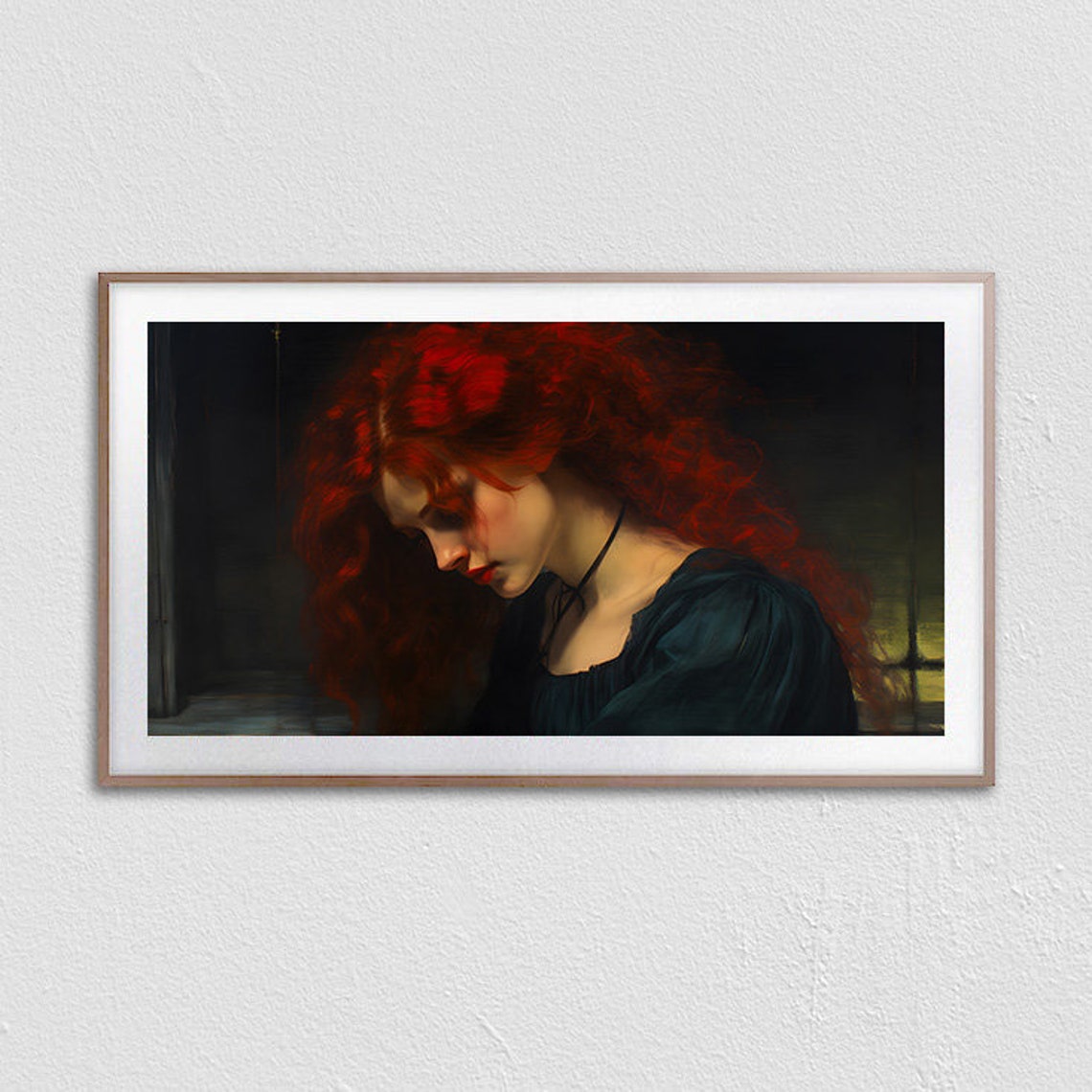 Red Hair Woman Portrait Frame Tv Art Moody Femail Oil Painting Victorian Aesthetic Dark Academia Art For Frame Tv Frame - Image 2
