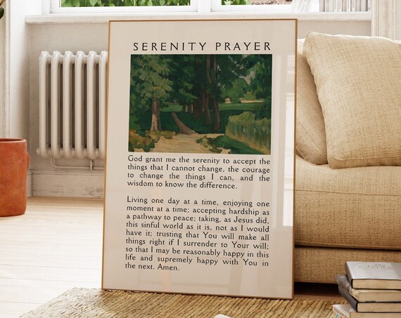 Serenity Prayer Forest Path Vintage Landscape Christian Poster