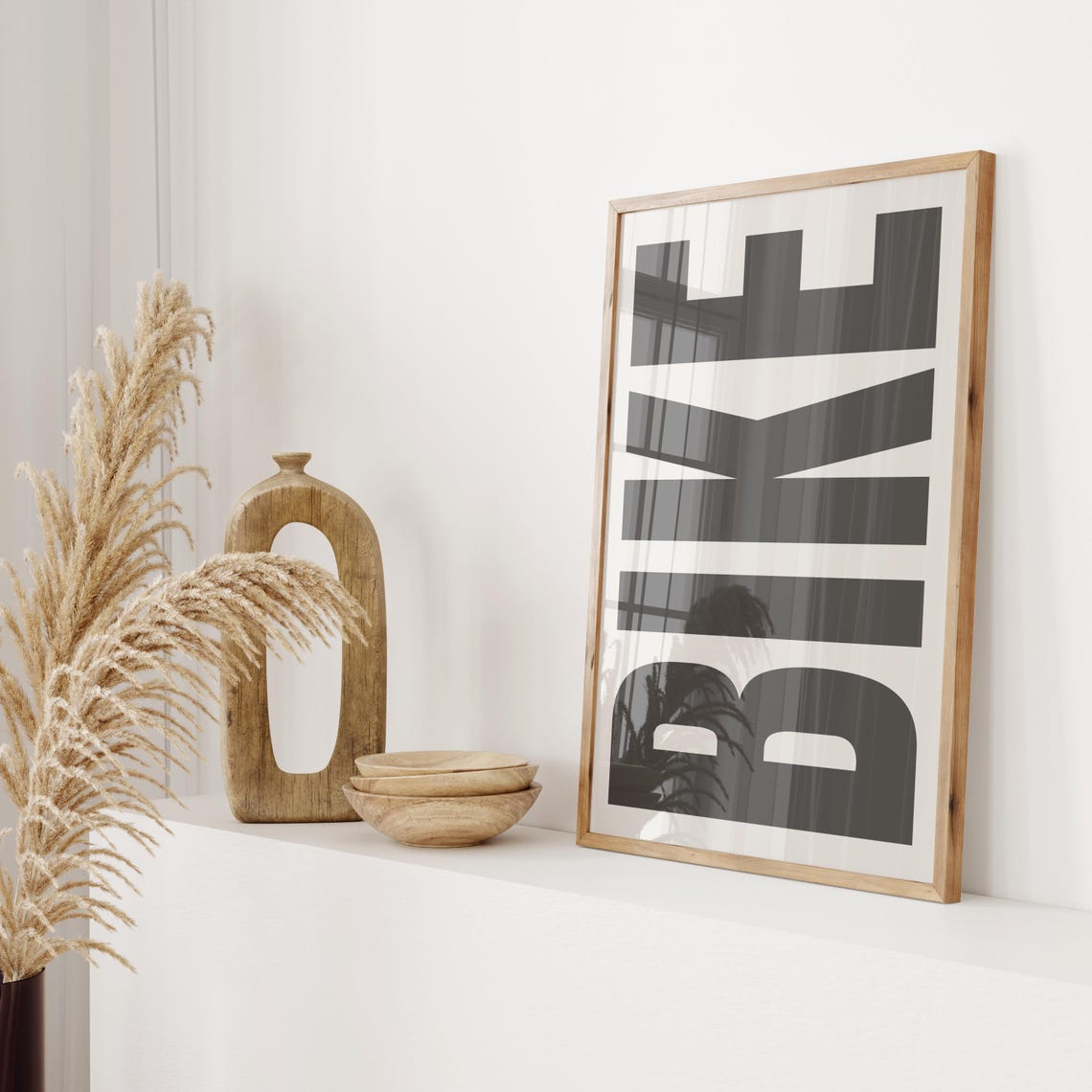 Bike Bold Gray Typography Cycling Lovers Sport Wall Decor Poster