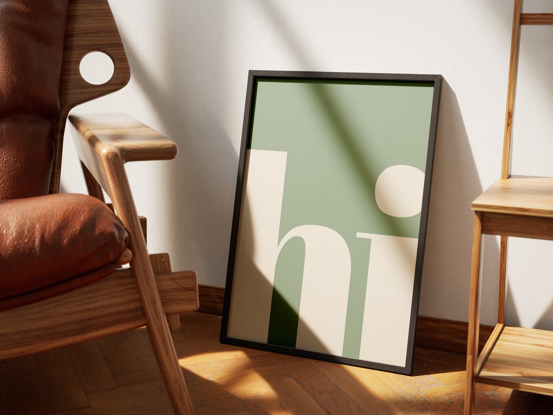 Hi Poster Sage Typography Art Print, Living Room - Image 2