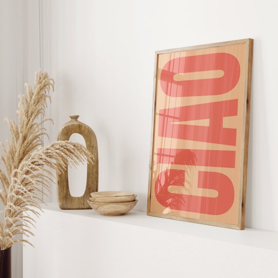 Ciao Poster Italy Pastel Apricot Peach