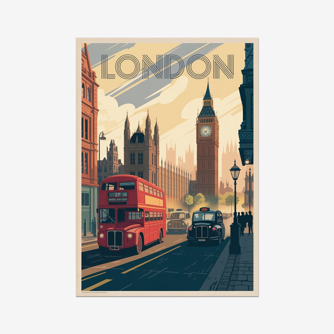 London Vintage Travel Poster, Retro Travel Poster