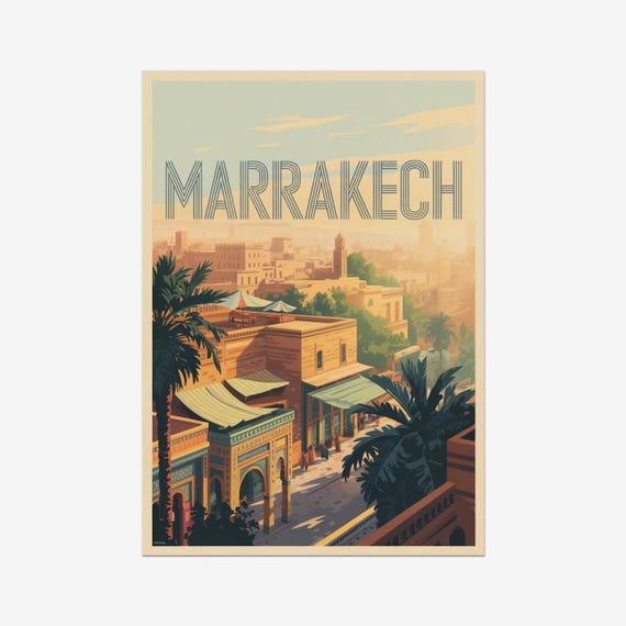 Marrakech Vintage Travel Poster Morocco