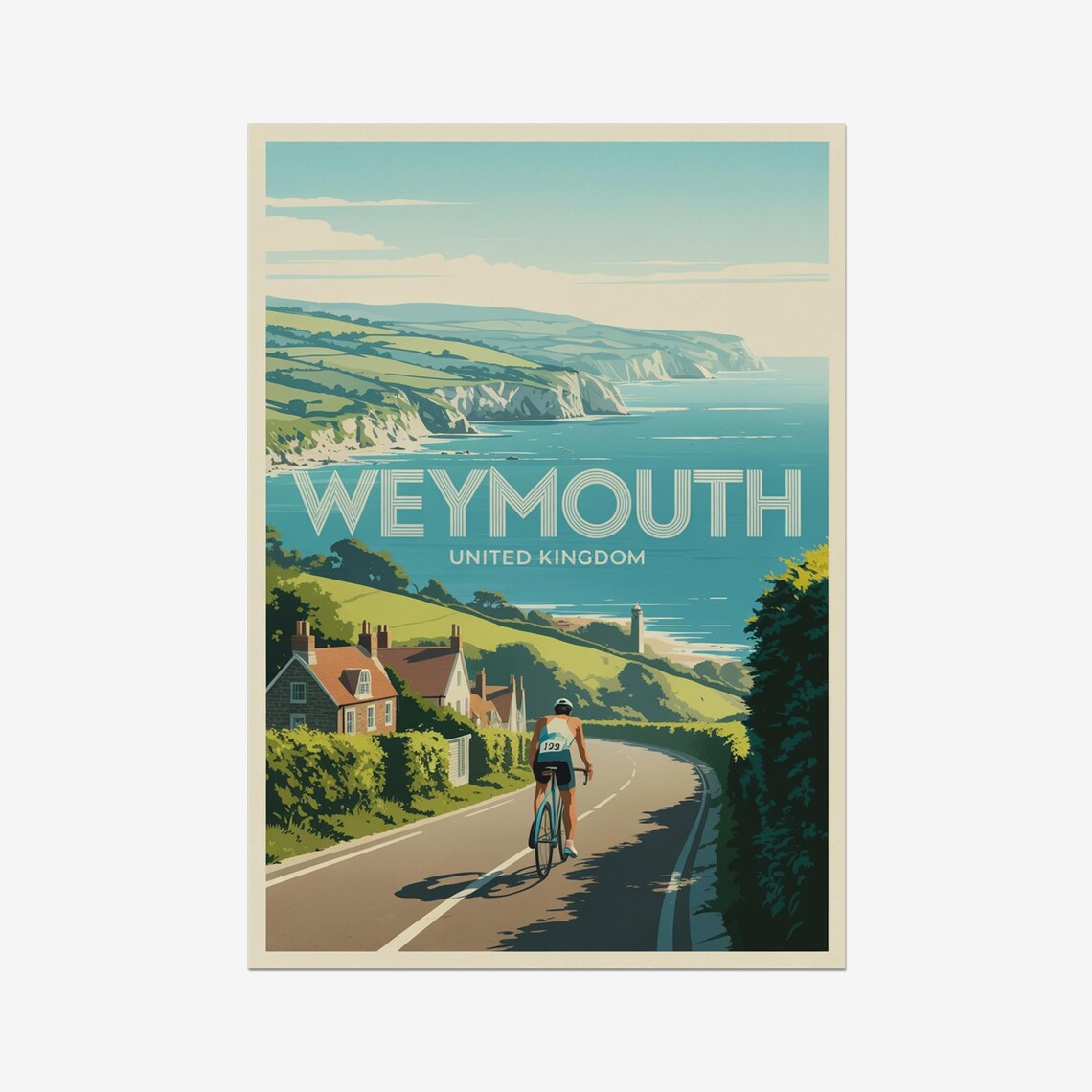Weymouth United Kingdom Coastal Road Cycling Triathlon Poster
