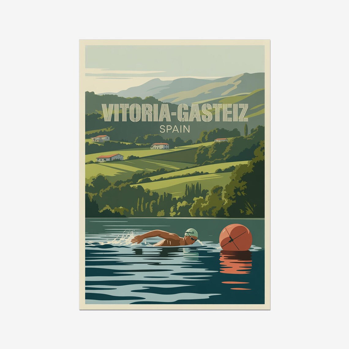 Vitoria-Gasteiz Spain Serene Lake Swim Open Water Triathlon Poster