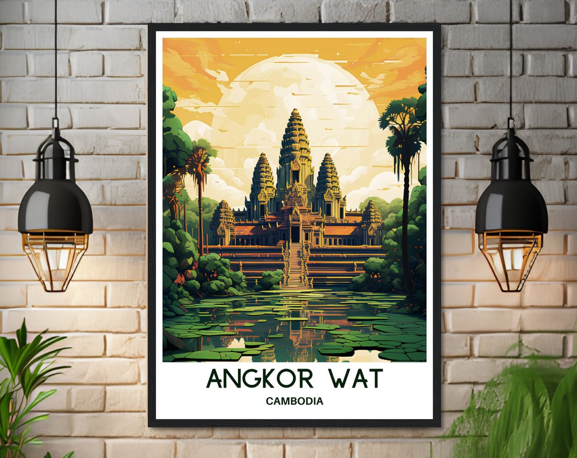 Angkor Wat Cambodia Ancient Temple at Golden Hour Sky Poster - Image 3