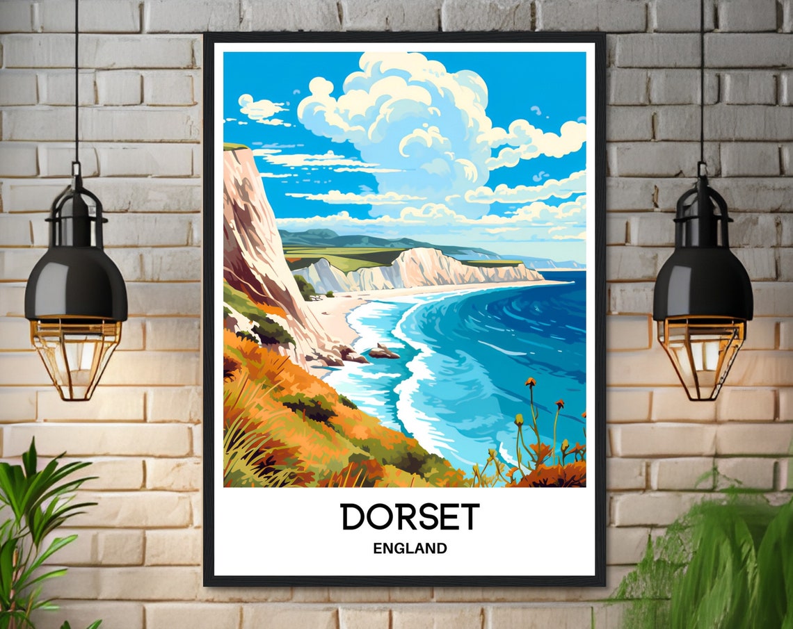 Dorset England White Cliffs Coastline Blue Sea Travel Poster - Image 3