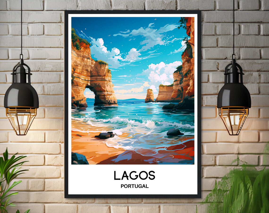 Lagos Travel Poster, Portuguese City Illustration - Image 3