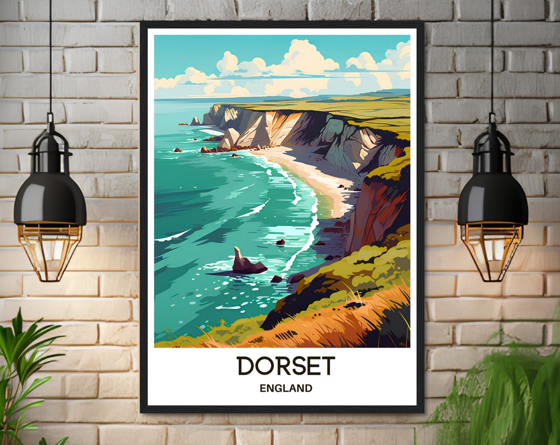 Dorset England Dramatic Cliffs And Turquoise Sea Travel Poster - Image 3