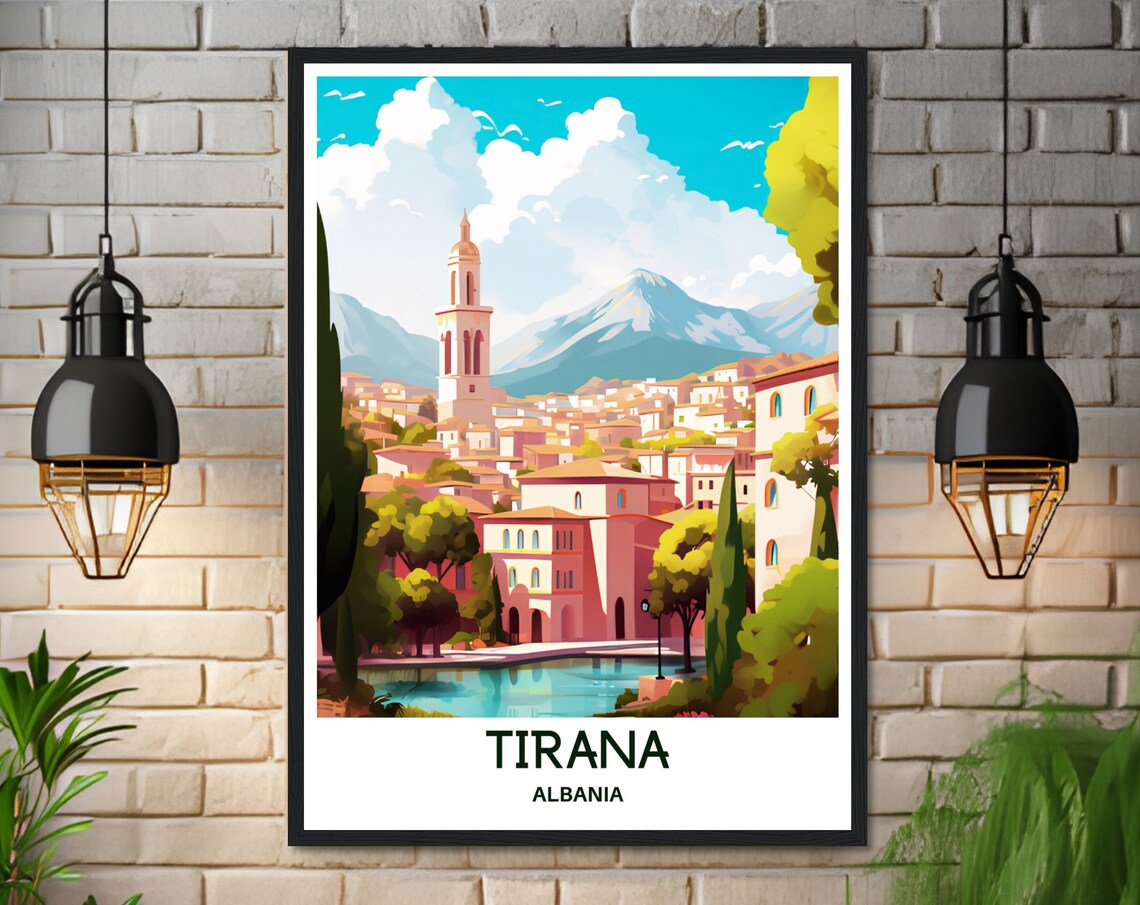 Tirana Travel Poster, Albanian City Art Print - Image 3