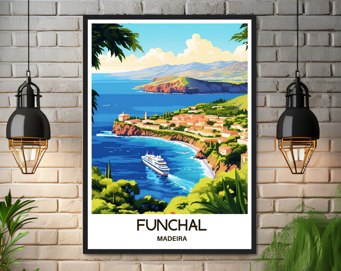 Funchal Travel Print Madeira Poster Portuguese Art Print Portugal Lover Gift Wall Hanging Madeira Island Home Decor Funchal Illustration - Image 3