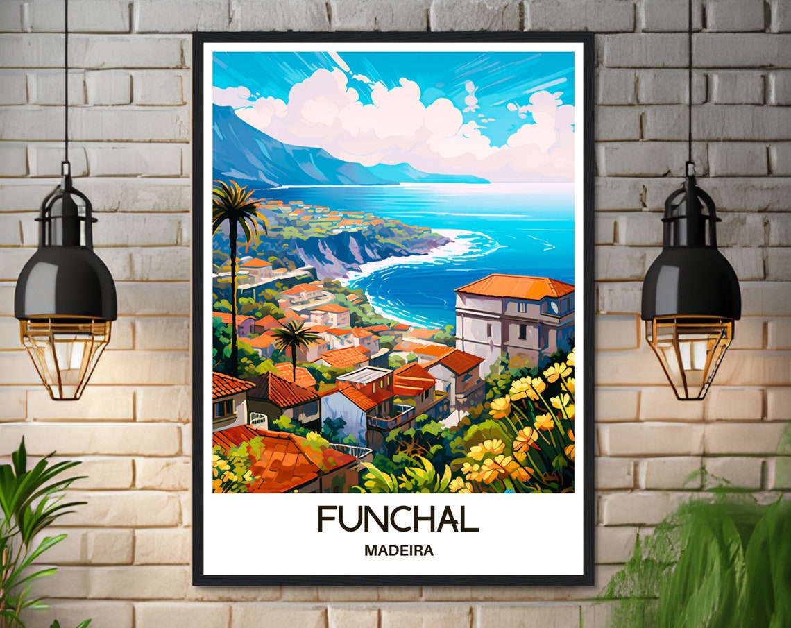 Funchal Travel Print Madeira Poster Portuguese Art Print Portugal Lover Gift Wall Hanging Madeira Island Home Decor Funchal Illustration - Image 3