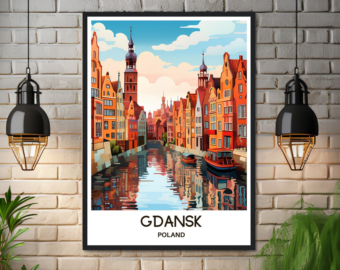 Gdansk Travel Print Gdansk Poster Polish Art Print Poland Lover Gift Wall Hanging Art Home Office Desk Decor Gdansk City Illustration - Image 3