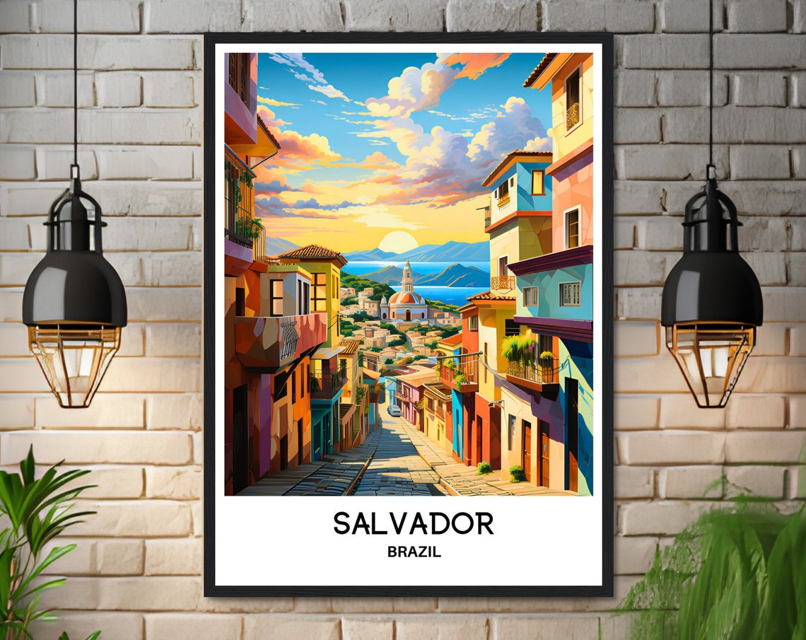 Salvador Travel Print Salvador Poster Brazilian Art Print Brazil Lover Gift Wall Hanging Art Home Office Decor Salvador Illustration - Image 3