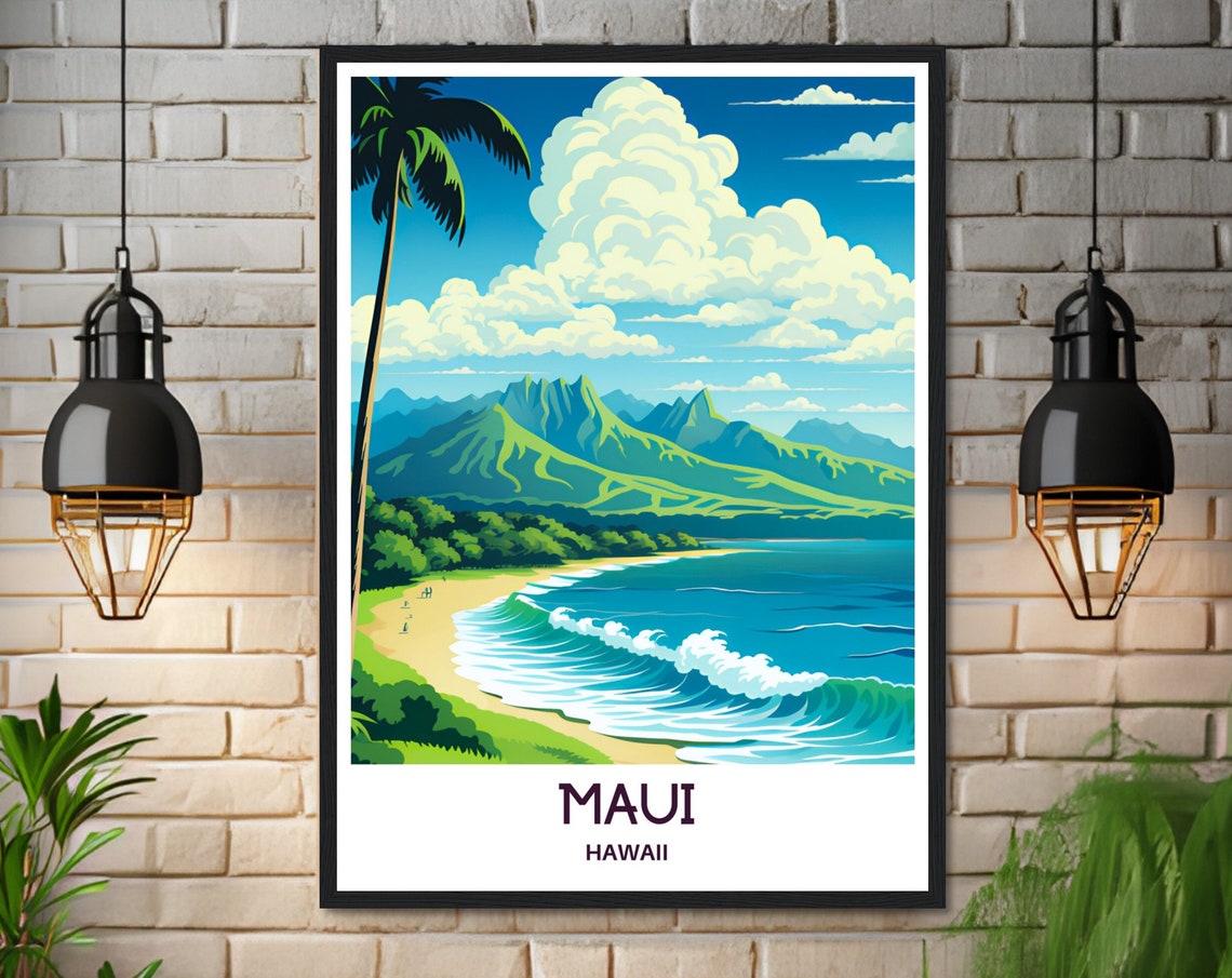Maui Travel Poster Maui Travel Print Maui Hawaii Print Maui Travel Gift Maui Art Gift Maui Art Print Maui Poster Maui Print Maui Lover Gift - Image 3