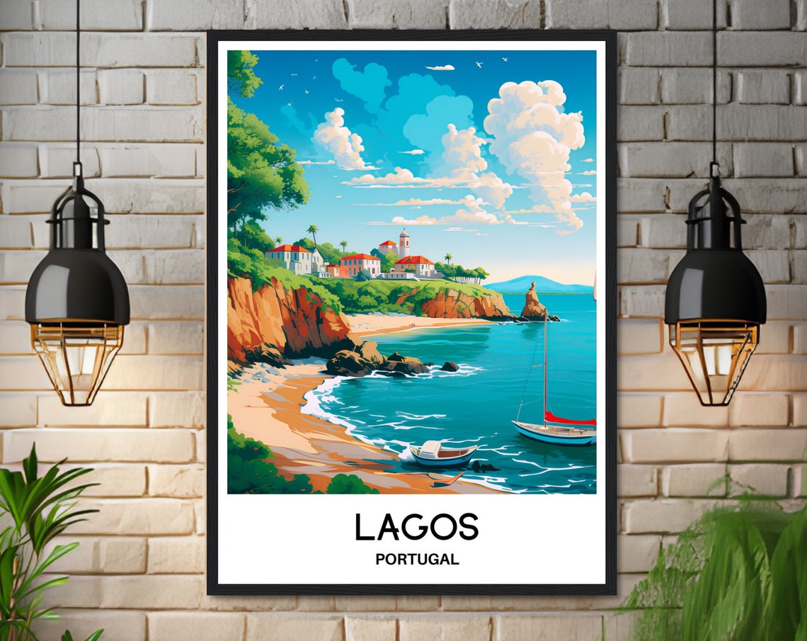 Lagos Travel Print Lagos Poster Portuguese Art Print Portugal Lover Gift Wall Hanging Art Home Office Decor Lagos City Illustration - Image 3