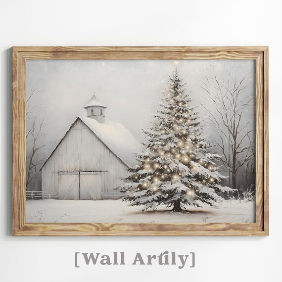 Cozy Winter Cabin Christmas Scene Art Print