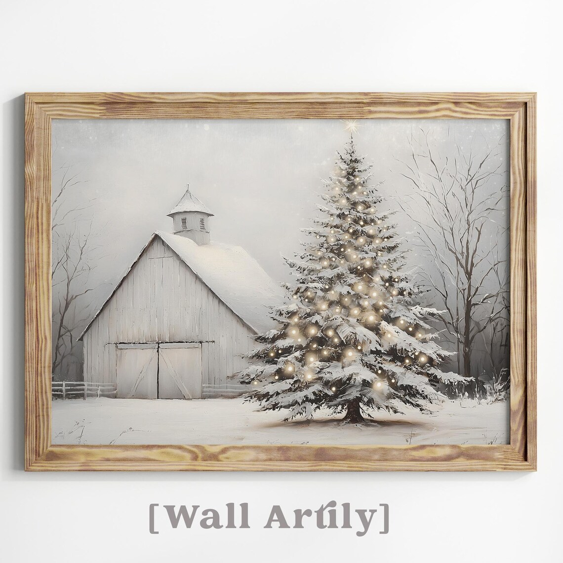 Cozy Winter Cabin Christmas Scene Art Print
