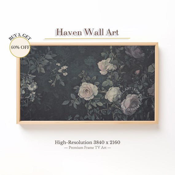 Dark Floral Elegance Frame Tv Art Moody Autumn Botanical Samsung Taf121