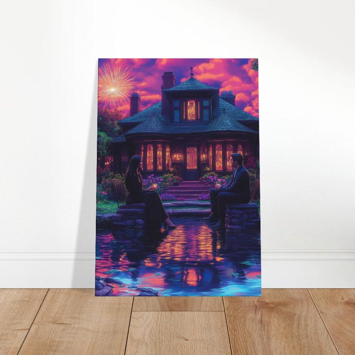 Enchanted Evening Couple by Grand Manor Fireworks Night Art Print