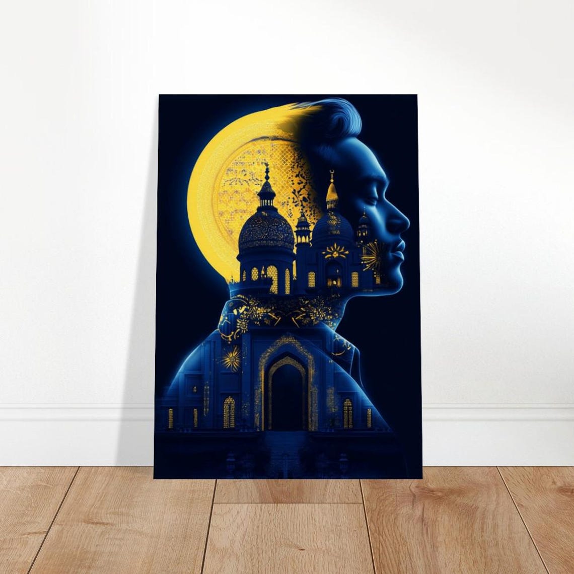 Mystic Horizon Canvas Art Cultural Silhouette Wall Decor Golden Mosque Night Sky Global Heritage Home