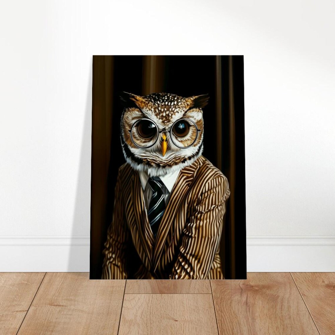Professor Owl Pinstripe Suit Round Glasses Funny Animal Poster