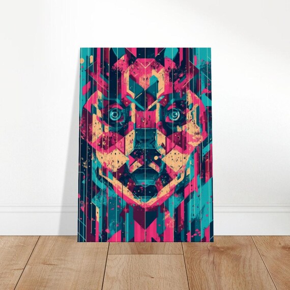 Abstract Geometric Bear Canvas Art Vibrant Modern Wall Decor The Contemporary Collection