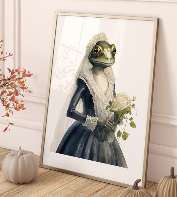 Eerie Halloween Vintage Toad Lover Painting Spooky Season Decor