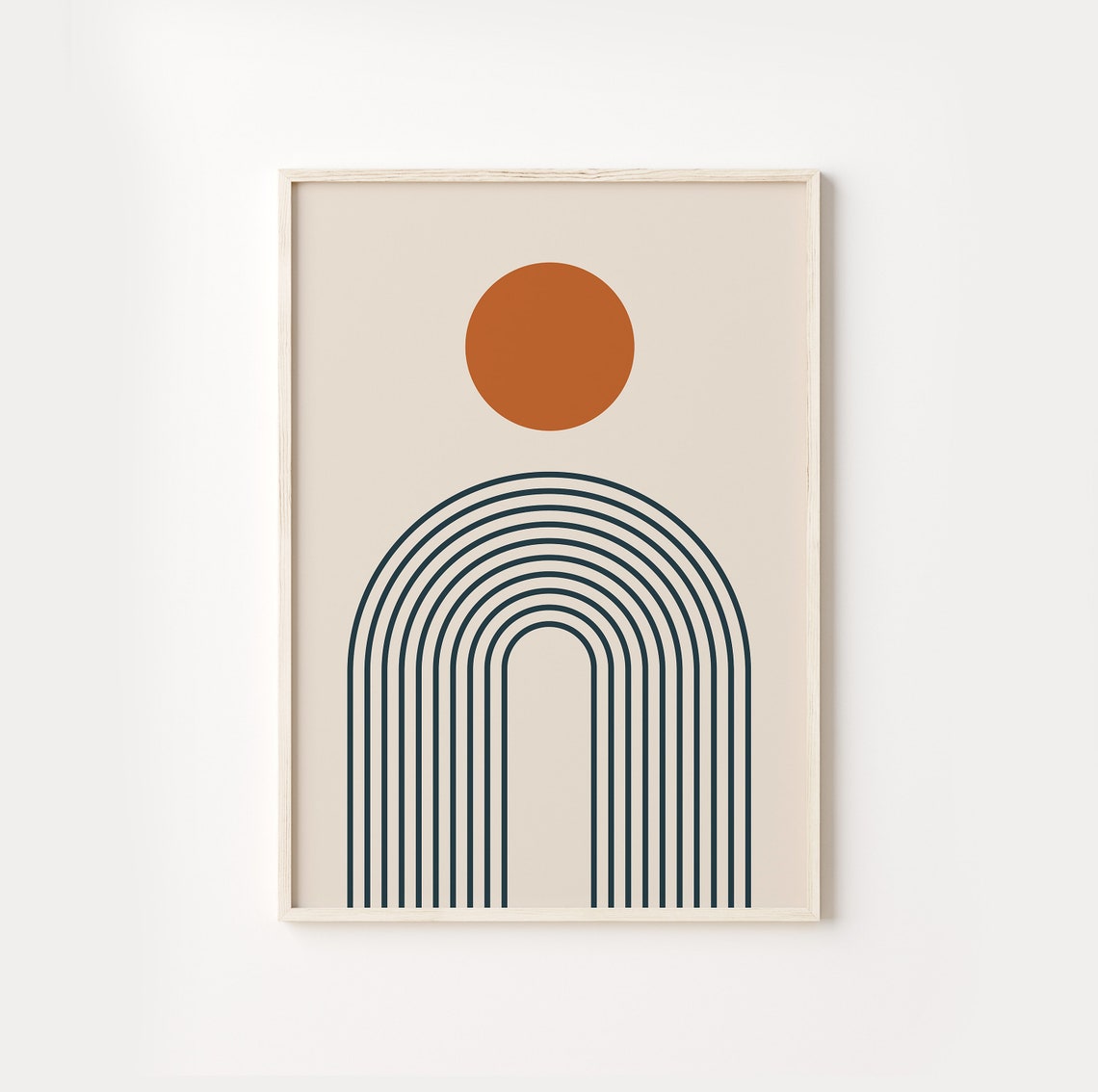 Rainbow Sun Retro Art Earth Tones Poster Boho Minimalist Wall Art Abstract Art Modern Art Print