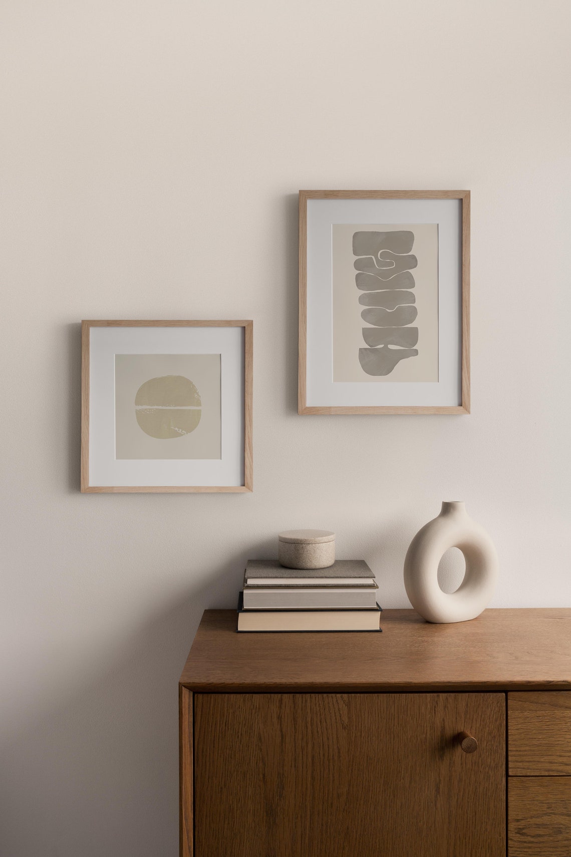 Beige Split Circle Brushstroke Minimalist Abstract Zen Gallery Poster - Image 2