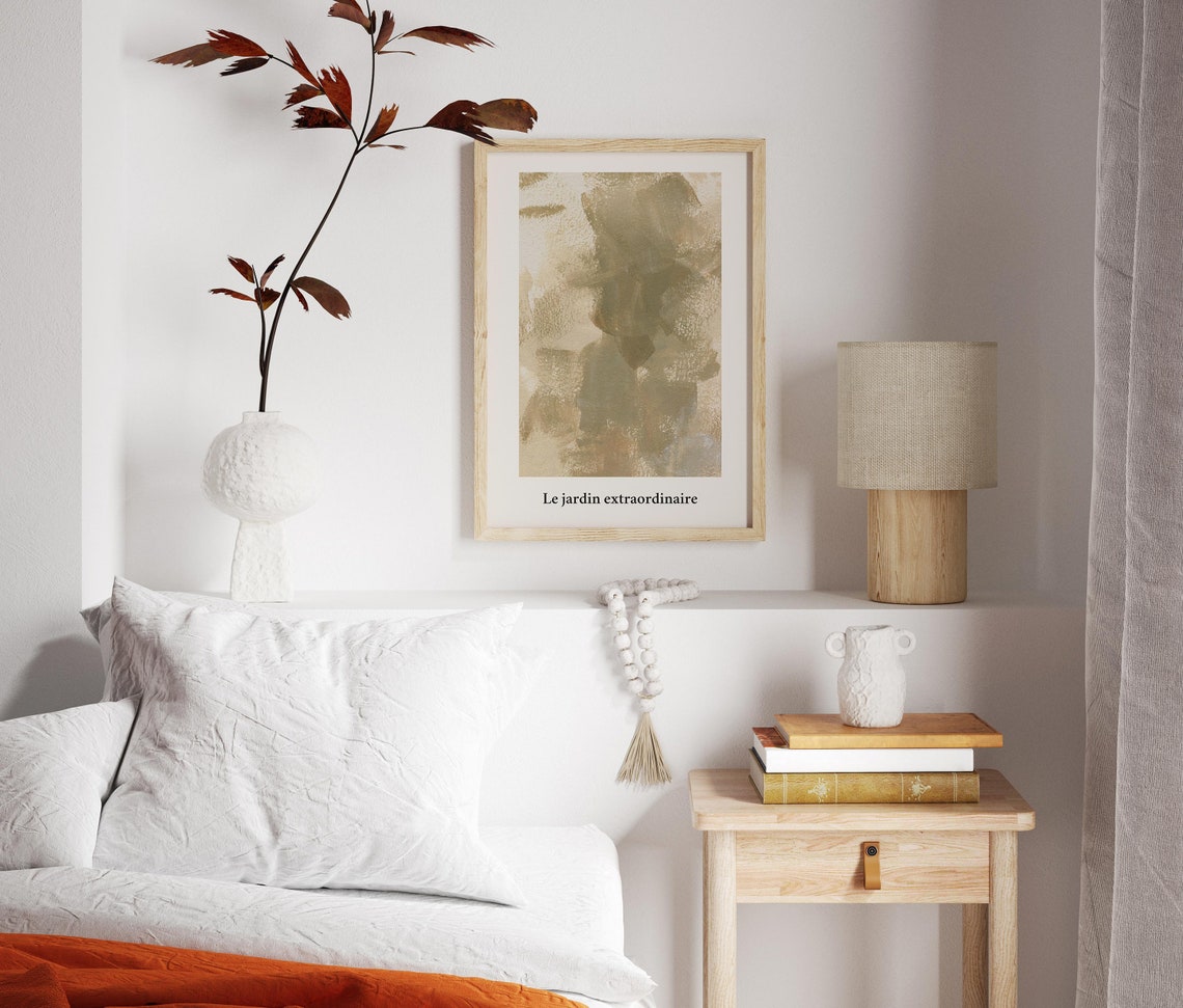 Le Jardin Extraordinaire Beige Abstract Brushstroke Canvas Poster - Image 3