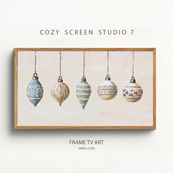 Christmas Ornaments Frame Tv Art Minimalist Holiday Decor